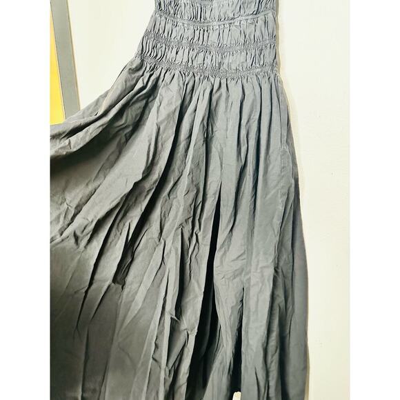 SAU LEE Black Poplin 100% Cotton Brielle Smocked Ruched Dress size US 6 - Picture 12 of 16